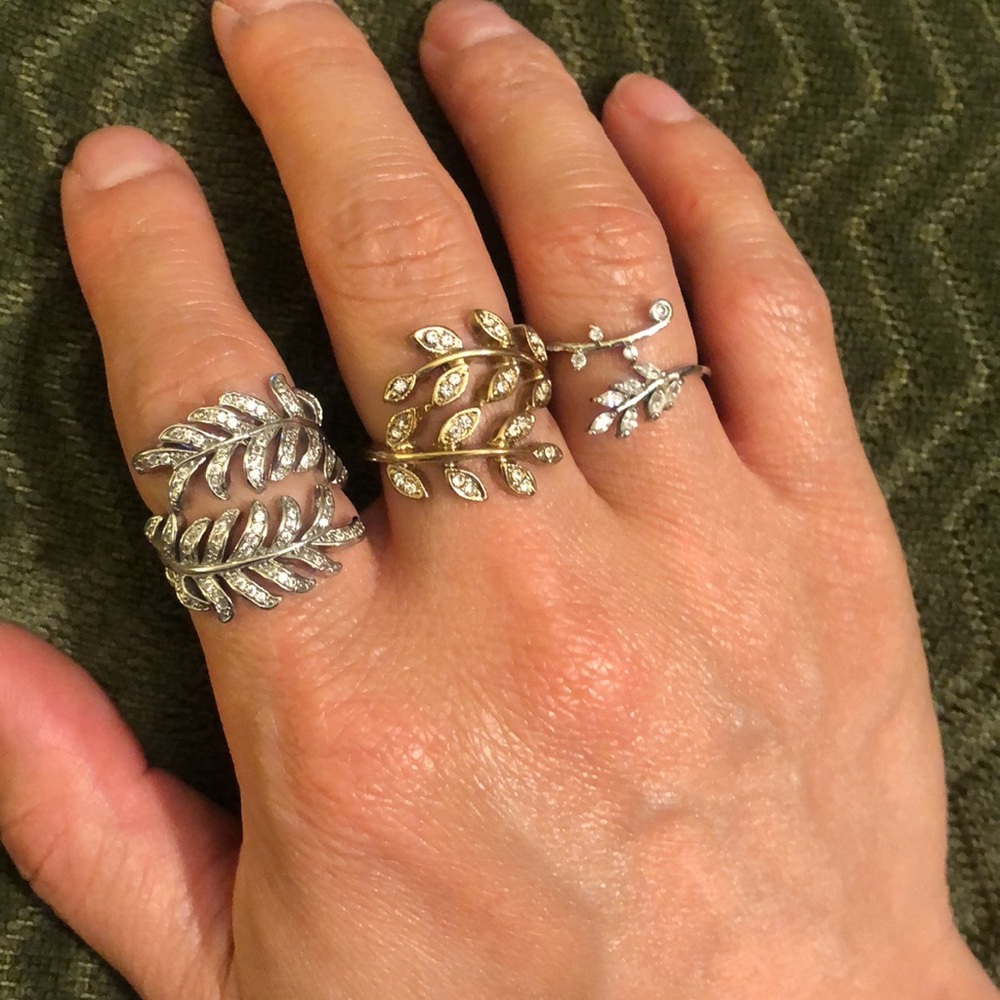 🍃 Set of three fairy leaf wood princess rings 5,6,7 - Picture 2 of 16